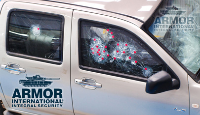 Vidrio Blindado tiros a vehiculo